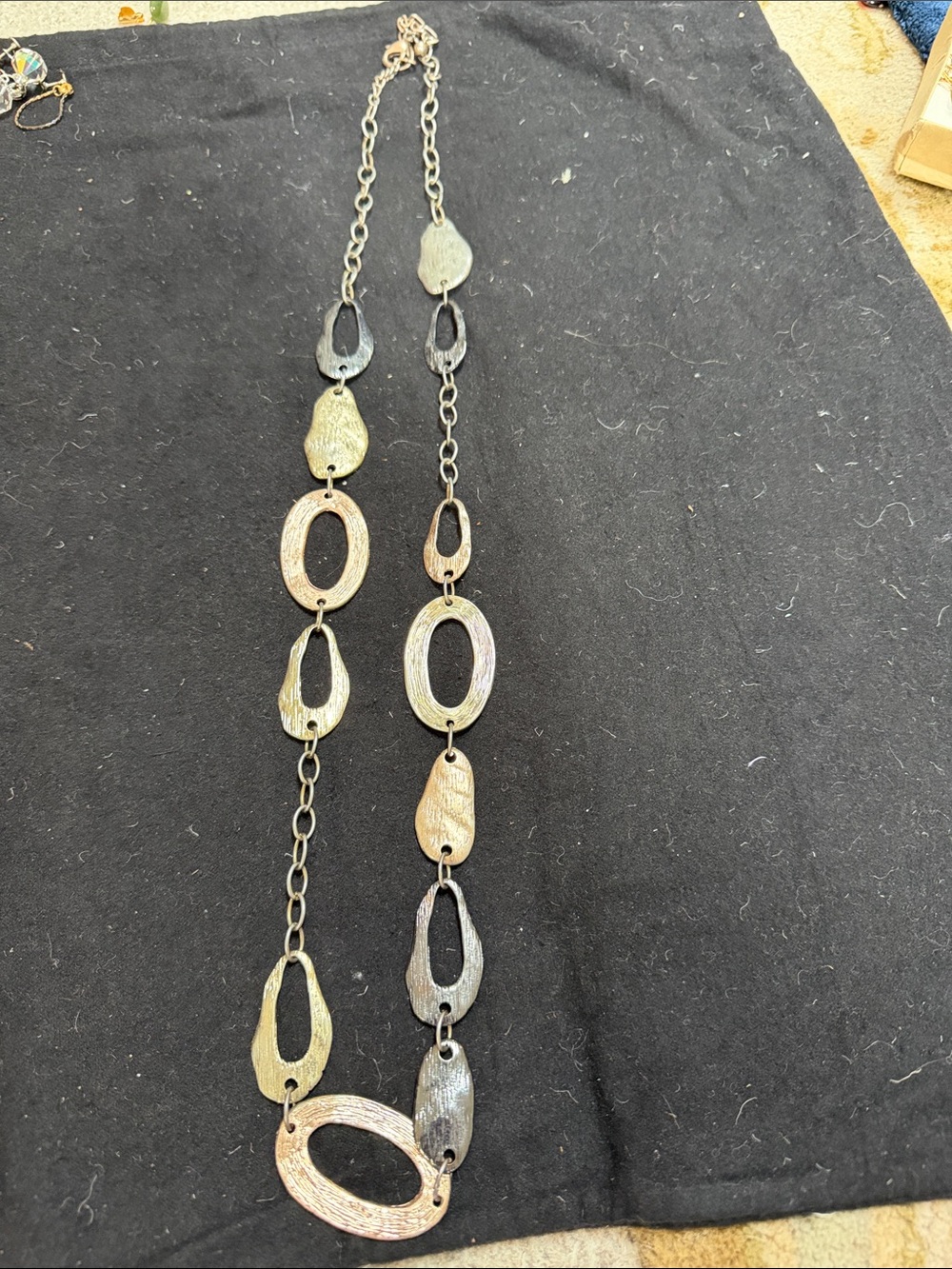 Chico's Two-Tone Oval & Teardrop Link Necklace in Gold and Gunmetal